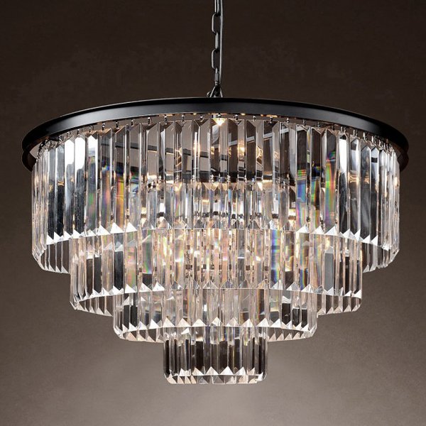 Люстра RH 1920s Odeon Clear Glass Fringe Chandelier -60 Черный в Казани | Loft Concept 