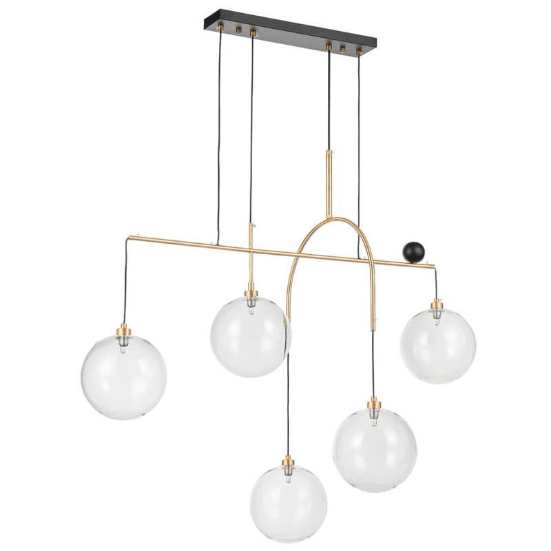 Люстра Five Hanging Balls Chandelier Золотой Прозрачный Черный в Казани | Loft Concept 