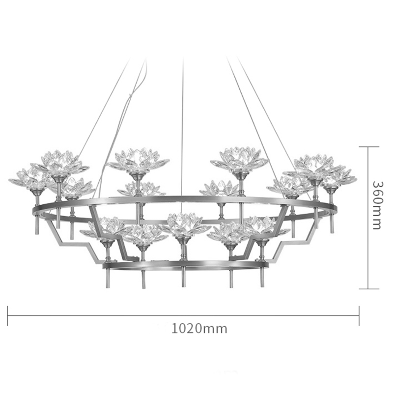 Большая Люстра Хрустальные Цветы Лотоса Lotus flower Clear Glass lamp 15 в Казани