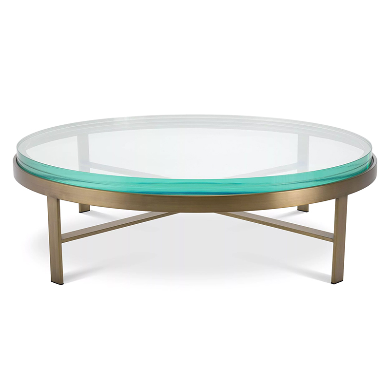 Кофейный стол Eichholtz Coffee Table Hoxton Латунь Прозрачное Стекло Бирюзовый в Казани | Loft Concept 