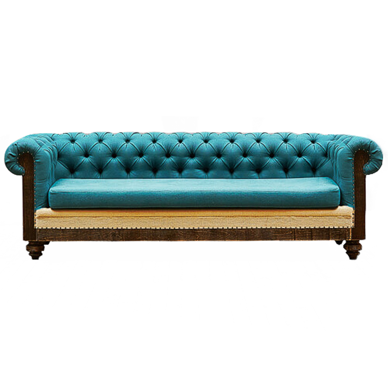 Диван Deconstructed Chesterfield Sofa triple turquoise Linen Коричневый Бирюзовый ivory ( слоновая кость ) в Казани | Loft Concept 