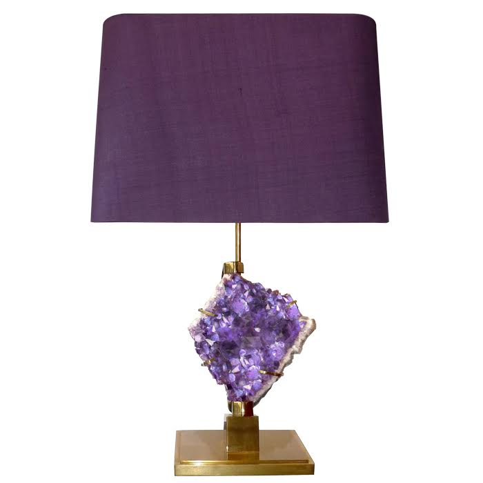 Настольная лампа Bronze and Amethyst Lamp Глянцевое золото Сиреневый в Казани | Loft Concept 