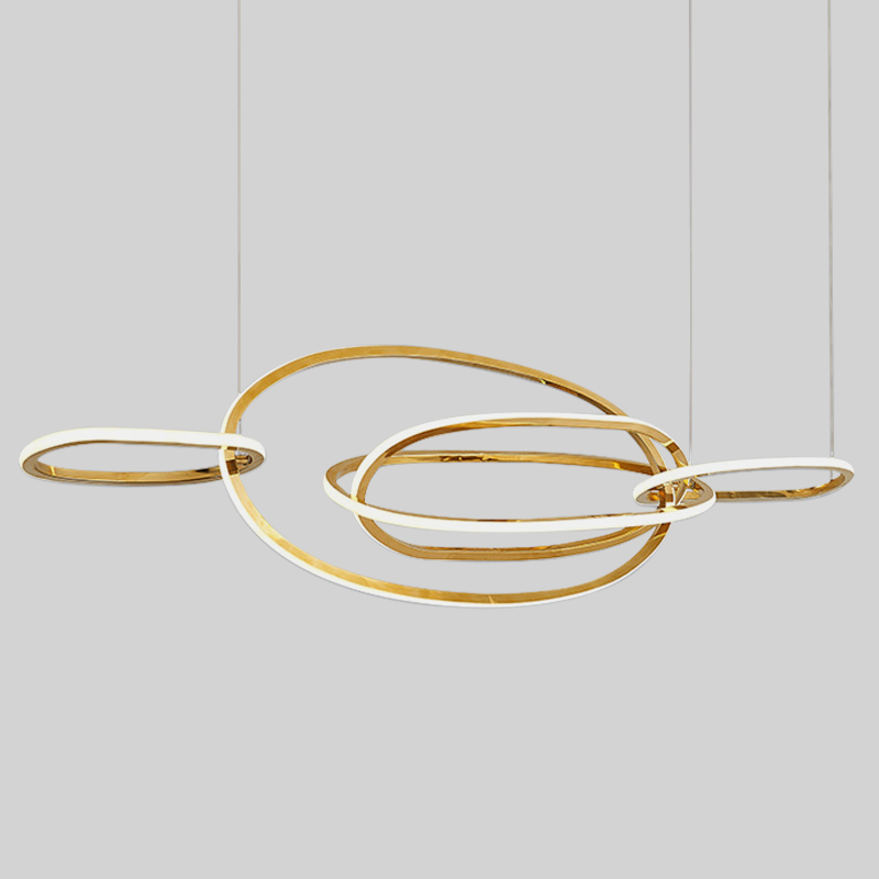 Люстра Horizontal Gold Oval Rings Chandelier Золотой в Казани | Loft Concept 