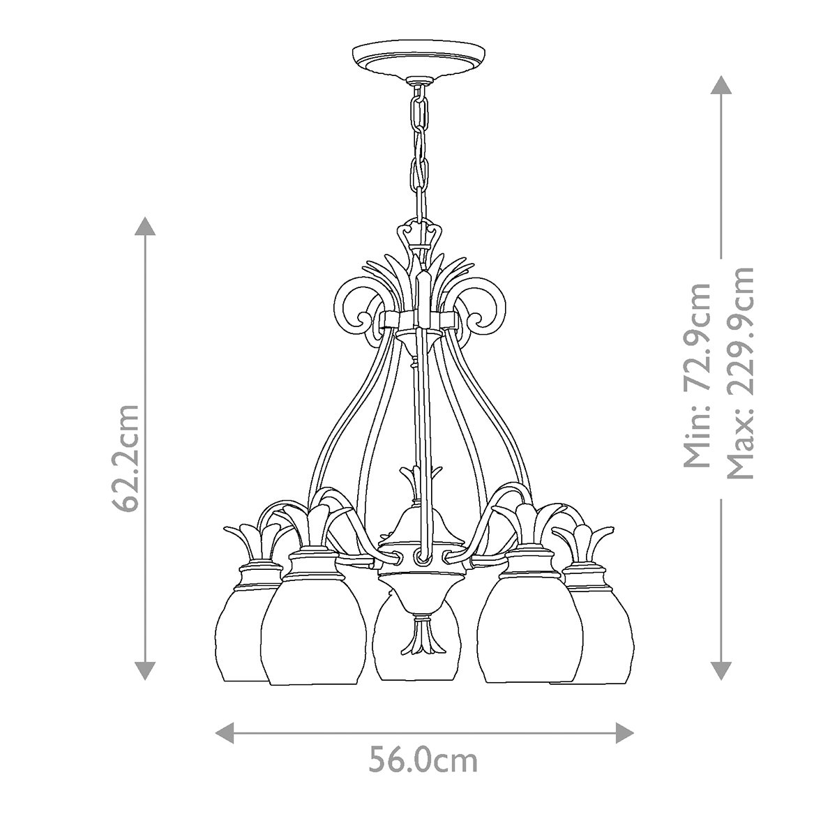 Люстра цвета латунь с 5-ю плафонами из рельефного стекла в форме ананаса Hinkley в Казани