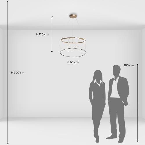 Люстра подвесная круглая золотого цвета с белыми изогнутыми световыми линиями Luke Lampco Tracer Lamp в Казани