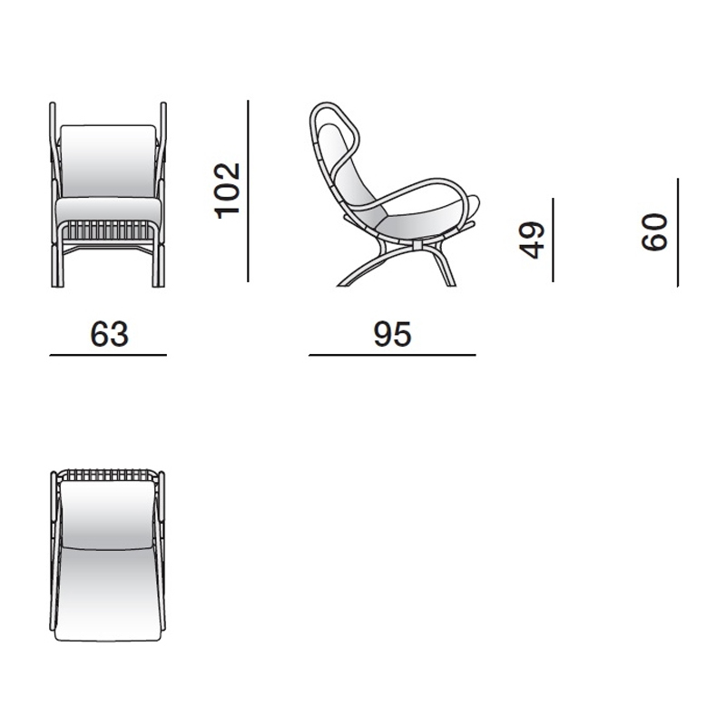 Дизайнерское кресло из ротанга Gio Ponti CONTINUUM D.163.7 BY BONACINA 1889 Armchair в Казани