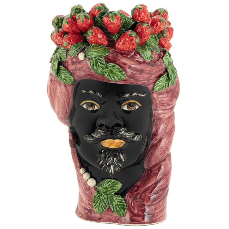 Ваза Vase Strawberries Head Man Bordeaux Бургундский красный Красный Черный Зеленый Мульти в Казани | Loft Concept 