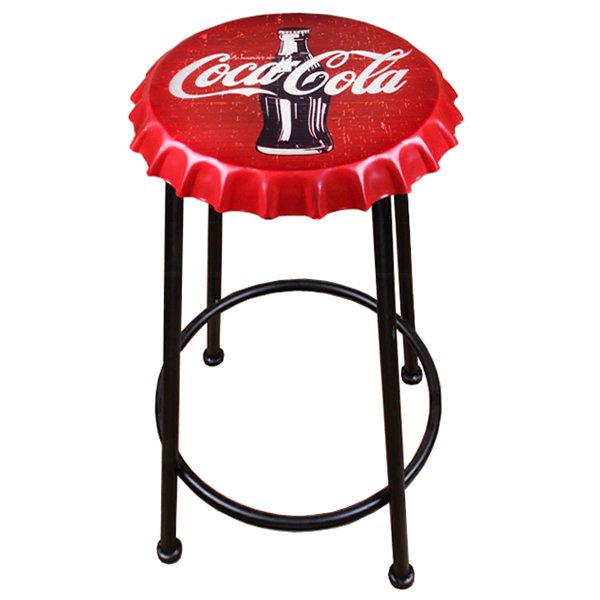 Барный стул Bottle Cap Coca & Cola Черный Красный в Казани | Loft Concept 