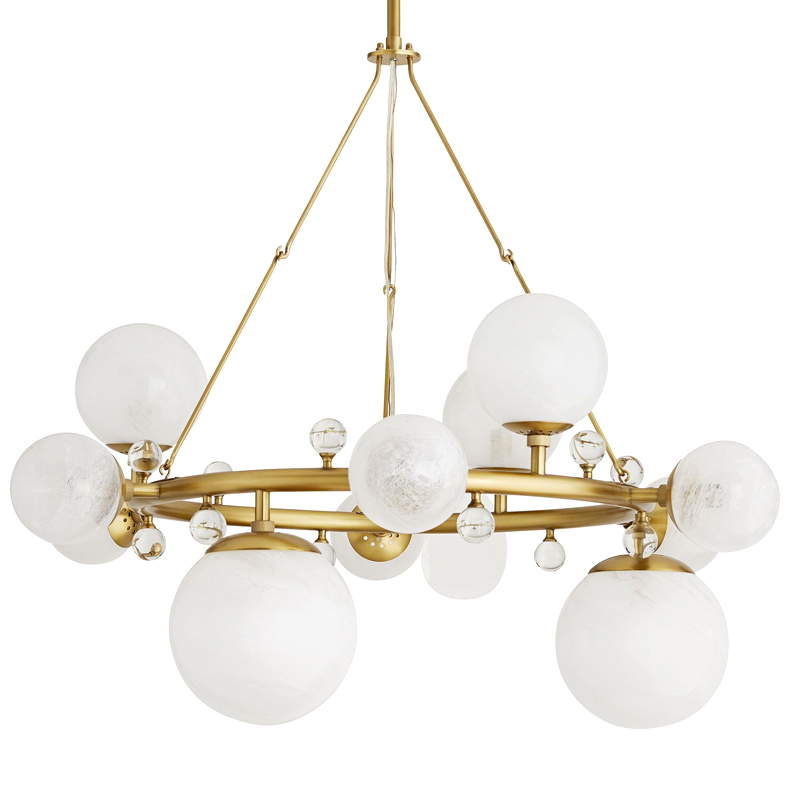 Люстра Arteriors TROON ROUND CHANDELIER Золотой Белый в Казани | Loft Concept 