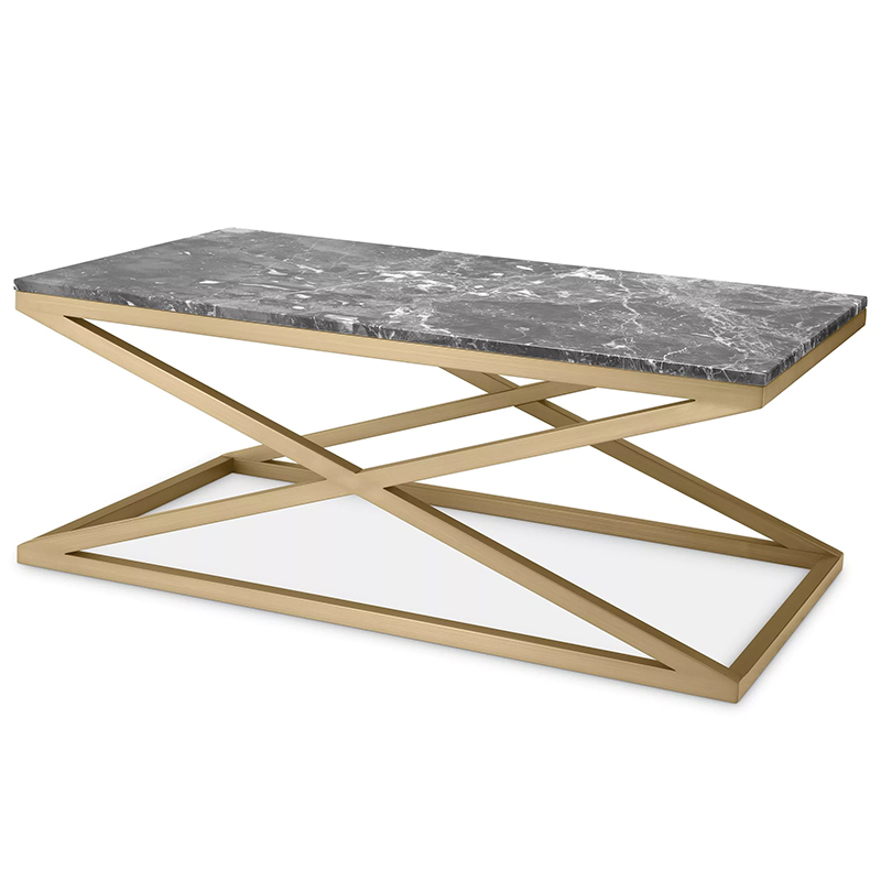 Кофейный стол Eichholtz Coffee Table Criss Cross Латунь Серый в Казани | Loft Concept 