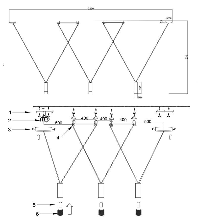 Wireflow LED White Suspension lam 3 патрона в Казани