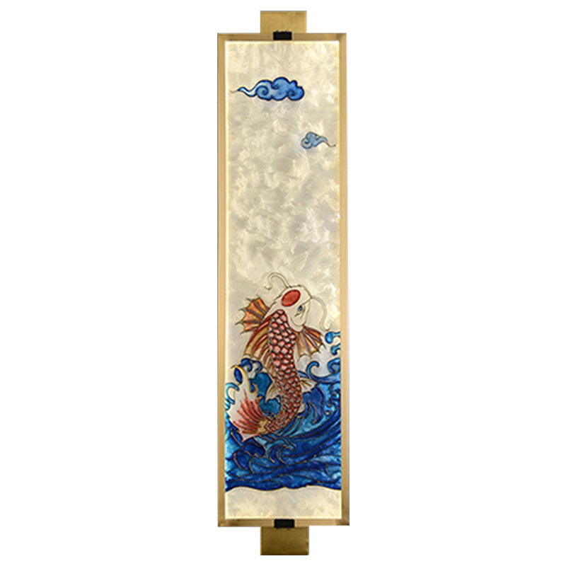 Настенный светильник Red Fish Oriental Scenes Wall Lamp Мульти Золотой Синий Красный в Казани | Loft Concept 