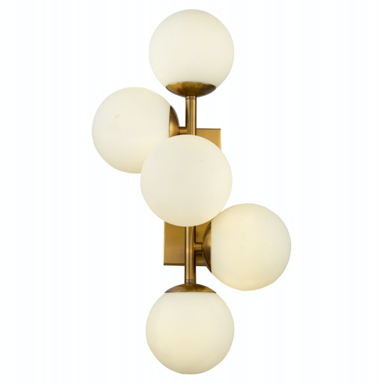 Бра White Balls Sconces Белое матовое стекло Латунь в Казани | Loft Concept 