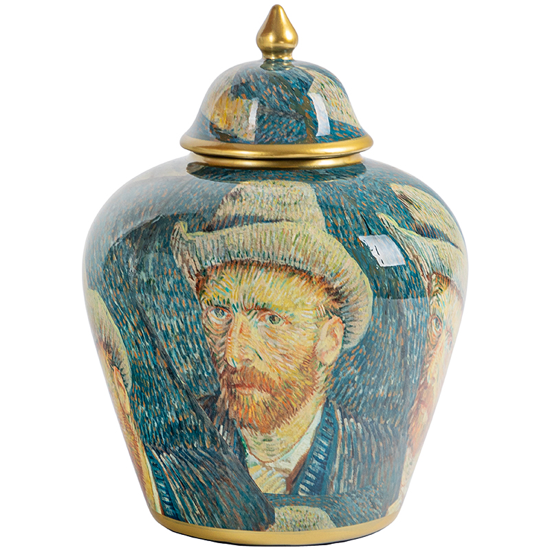 Ваза с крышкой Vincent Van Gogh Vase Изумрудный Золотой Бежевый Мульти Ваза с крышкой Vincent Van Gogh Vase Изумрудный Золотой Бежевый Мульти в Казани | Loft Concept