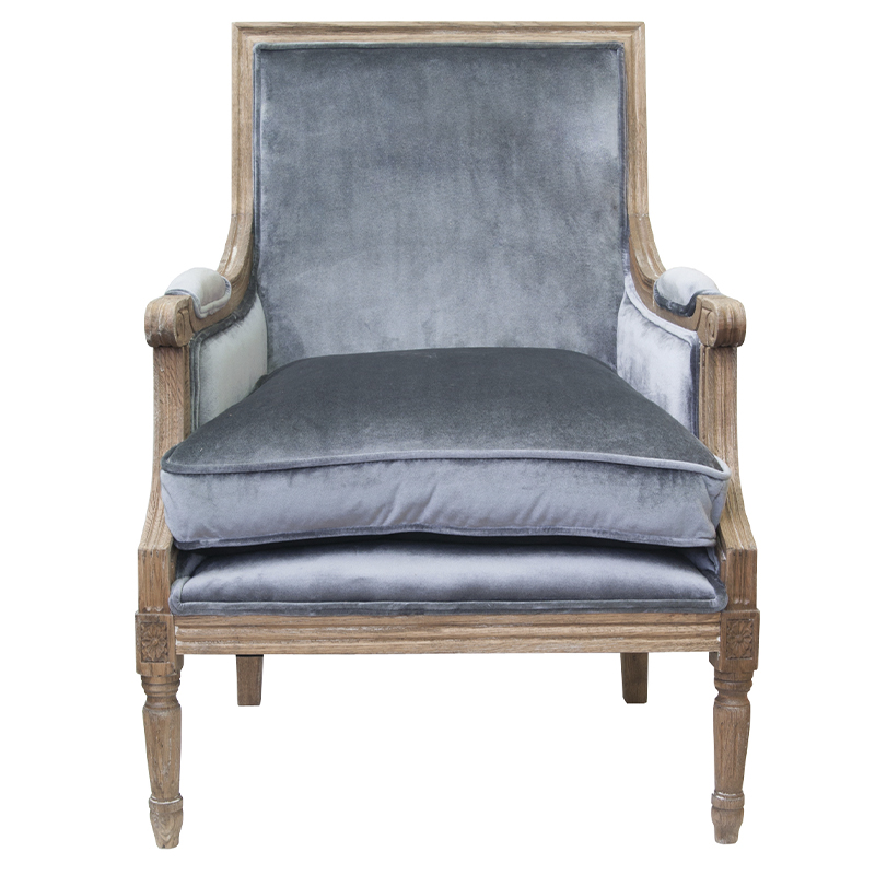 Кресло William Classical Armchair grey velvet Серый Коричневый в Казани | Loft Concept 