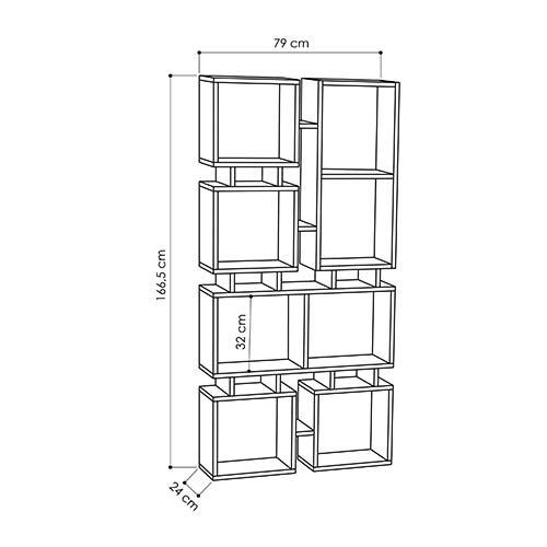 Стеллаж прямой цвета древесины с 8-ю открытыми полками RAIL BOOKCASE NO.1 OAK в Казани