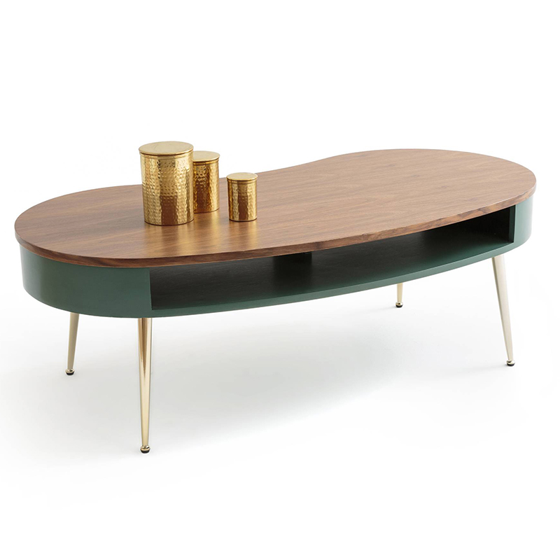 Кофейный стол Torborg Coffee Table Орех Изумрудный Золотой в Казани | Loft Concept 