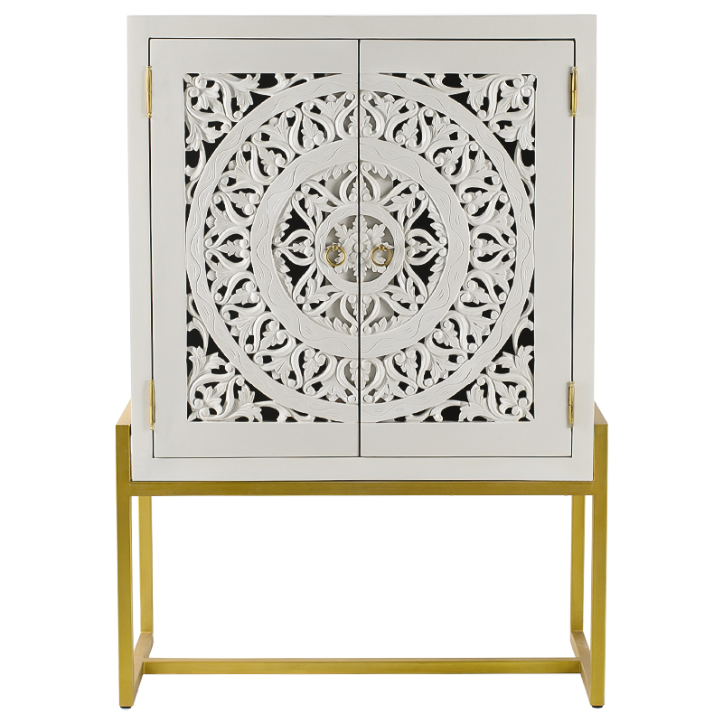 Буфет с резными дверцами Ceara Lace Cabinet Белый Золотой в Казани | Loft Concept 