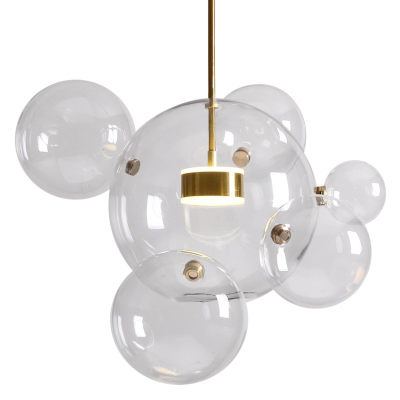 Подвесной светильник Giopato & Coombes Bolle Pendant 06 BUBBLE Прозрачный (Transparent) Латунь в Казани | Loft Concept 