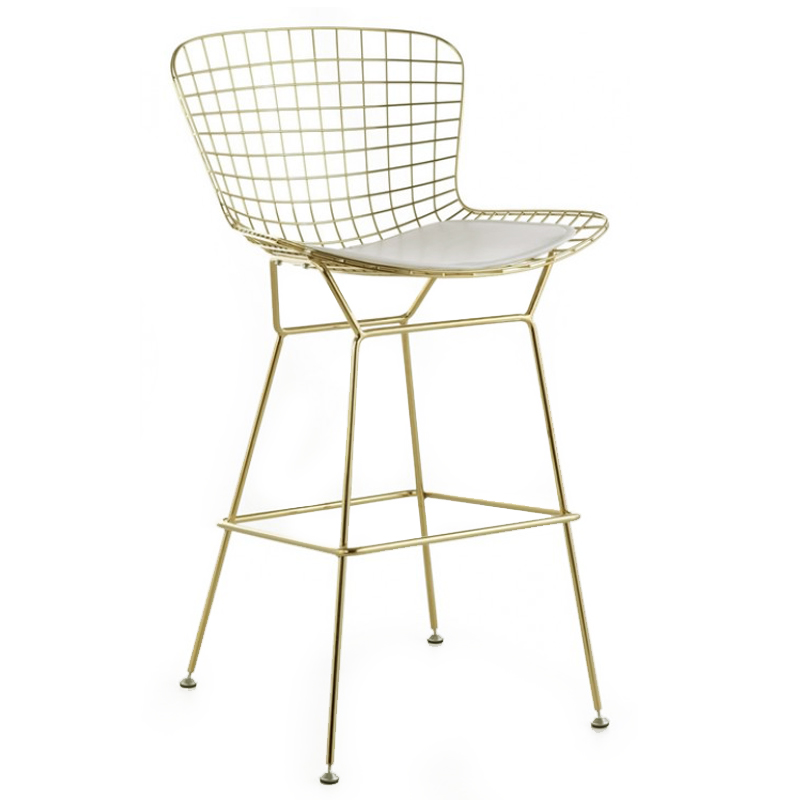 Барный стул Bertoia Barstool Gold Черный Белый Золотой в Казани | Loft Concept 