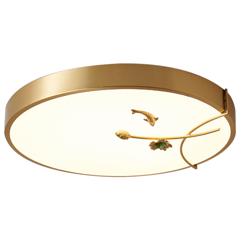 Круглый потолочный светильник Gold Fish Round Ceiling Lamp Золотой Золотой Белый Зеленый в Казани | Loft Concept 