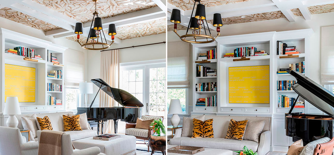 Обои ручная роспись Palms Sand on Tarnished Silver gilded paper with nickel pearlescent antiquing - фото