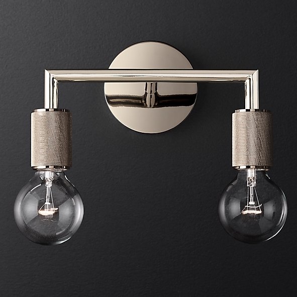 Бра RH Utilitaire Double Sconce Silver Никель в Казани | Loft Concept 