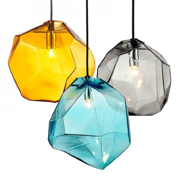 Подвесной светильник Color Ice Cube Pendant Янтарь (Amber) Светло-голубой Серый (Gray) в Казани | Loft Concept 