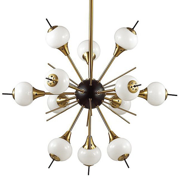 White Glass Globes Sputnik Chandelier Бронза Белый в Казани | Loft Concept 