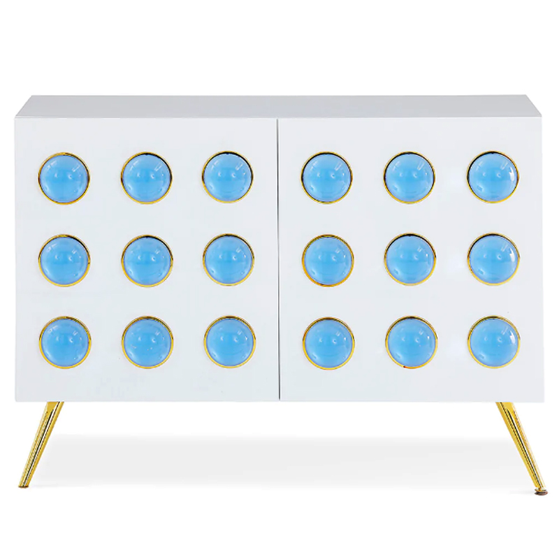 Буфет Jonathan Adler Globo Lucite Cabochon Cabinet Белый Золотой Голубой в Казани | Loft Concept 