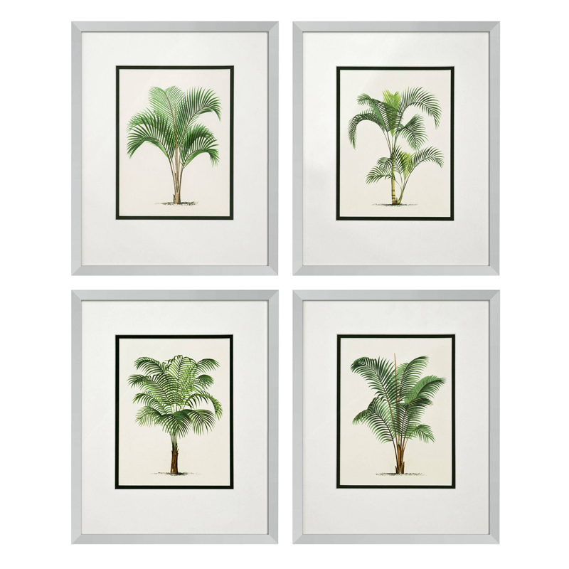 Комплект постеров Eichholtz Prints Palms set of 4 Белый Зеленый Серебряный в Казани | Loft Concept 