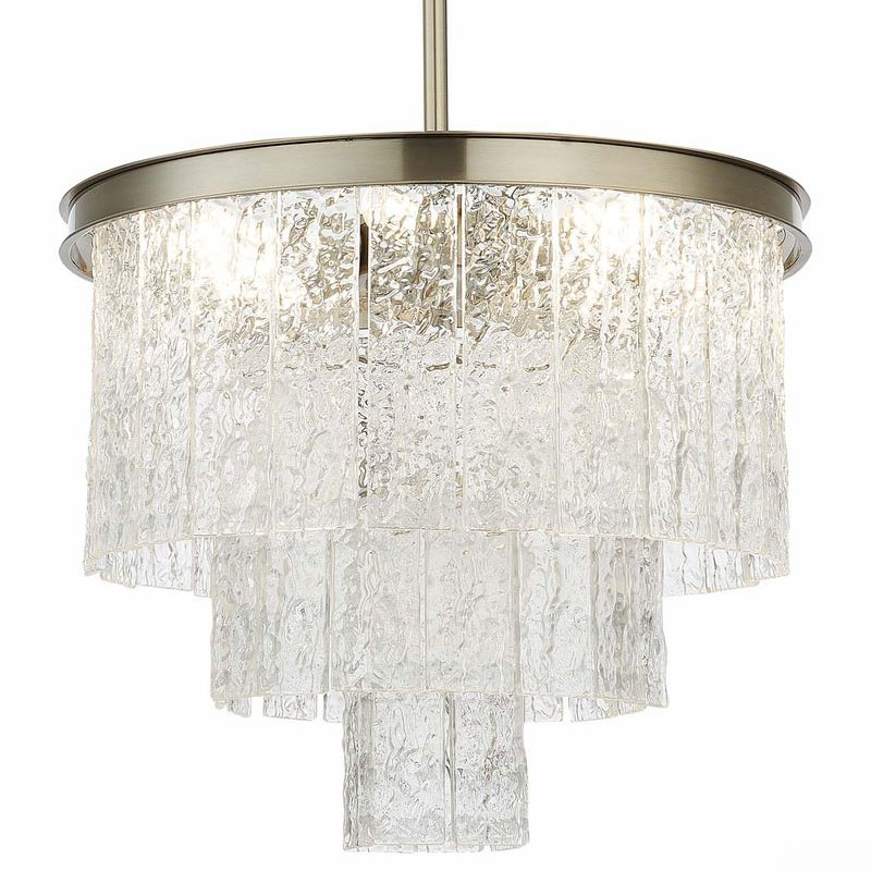 Люстра Renea Textured Glass Chandelier Nickel Никель Прозрачное Стекло в Казани | Loft Concept 