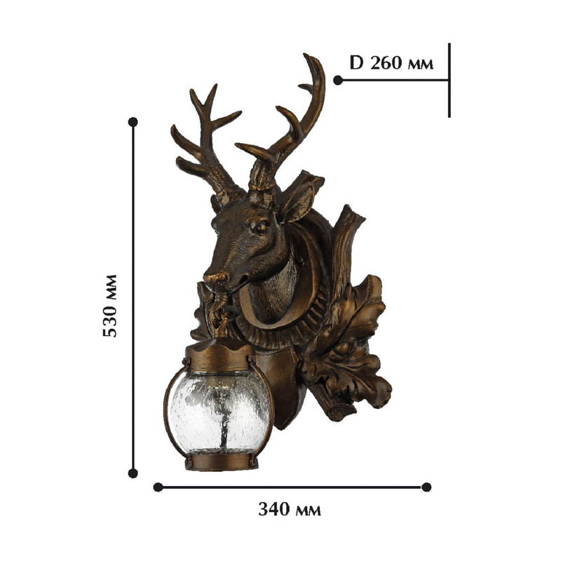 Темно-коричневый уличный светильник с головой оленя ANIMAL LANTERN в Казани