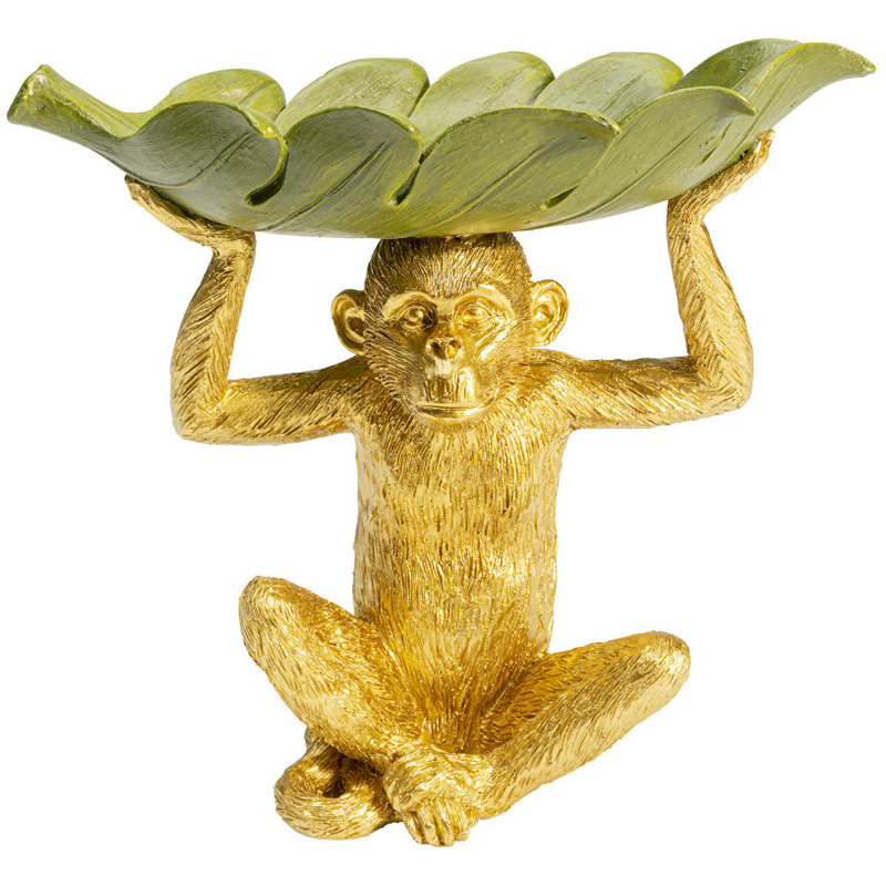 Конфетница Golden Monkey holding a leaf Зеленый Золотой в Казани | Loft Concept 