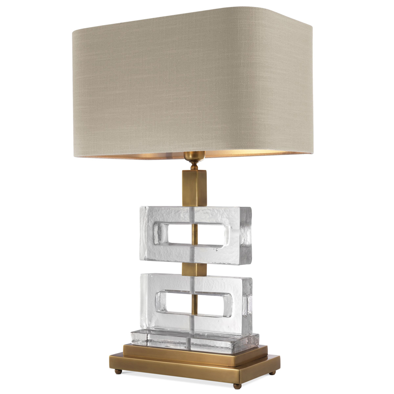 Настольная лампа Eichholtz Table Lamp Umbria Brass Прозрачный Винтажная латунь Бежево-серый в Казани | Loft Concept 