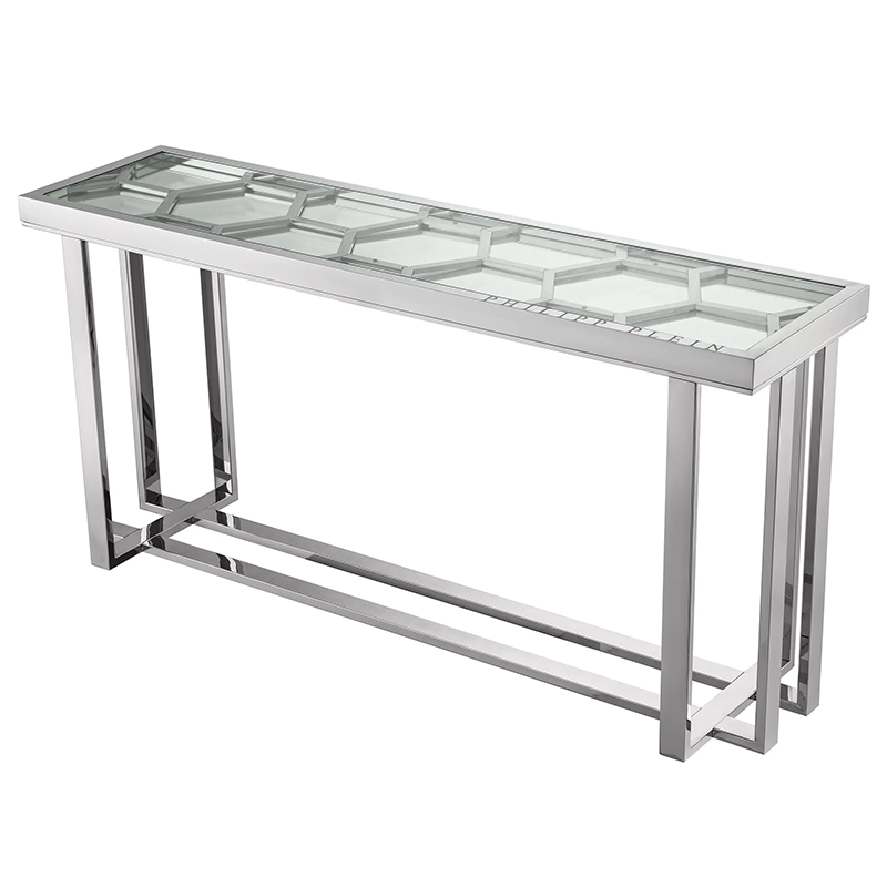 Консоль Philipp Plein Console Table Skeleton Chrome Хром Прозрачное Стекло в Казани | Loft Concept 