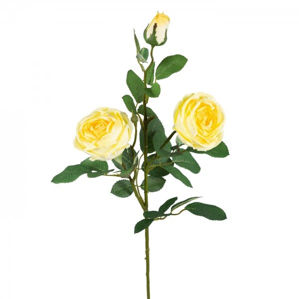 Декоративный искусственный цветок Large Branch Yellow Rose Зеленый Желтый в Казани | Loft Concept 