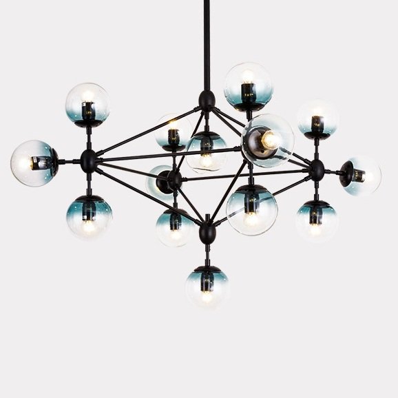 Люстра Modo Chandelier Globes Blue Ambre Black Черный в Казани | Loft Concept 