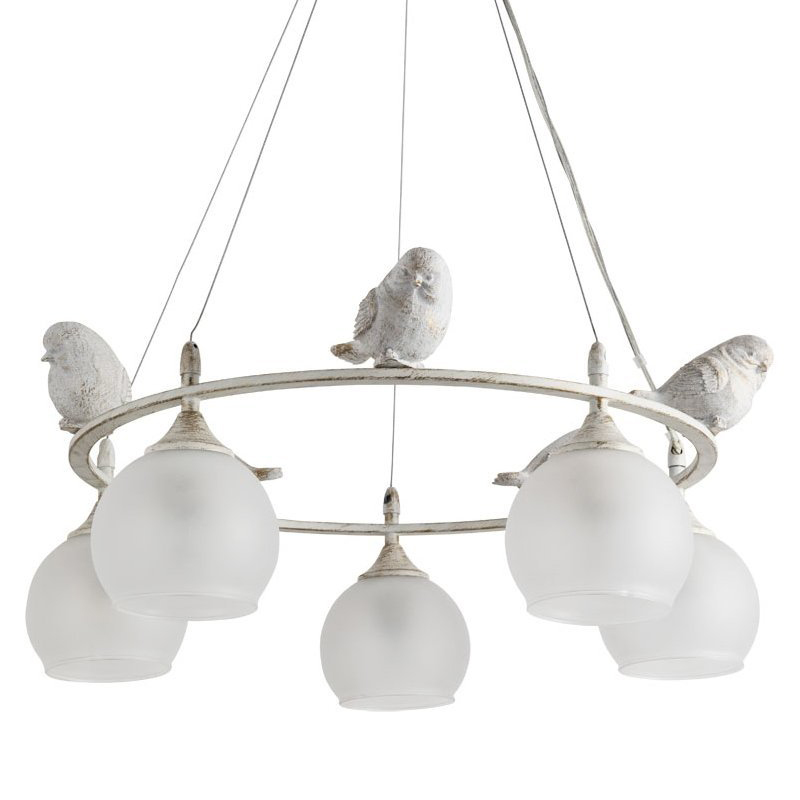 Люстра Provence Bird Chandelier white Белое матовое стекло Золотой Белый в Казани | Loft Concept 