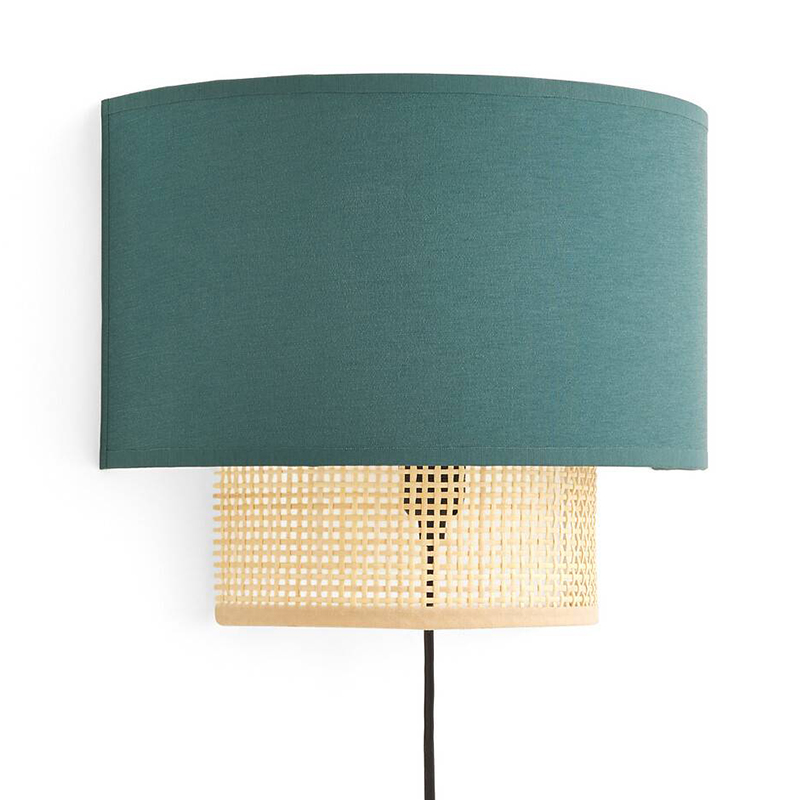 Бра Ottar Wicker Turquoise lampshade Бежевый Бирюзовый в Казани | Loft Concept 