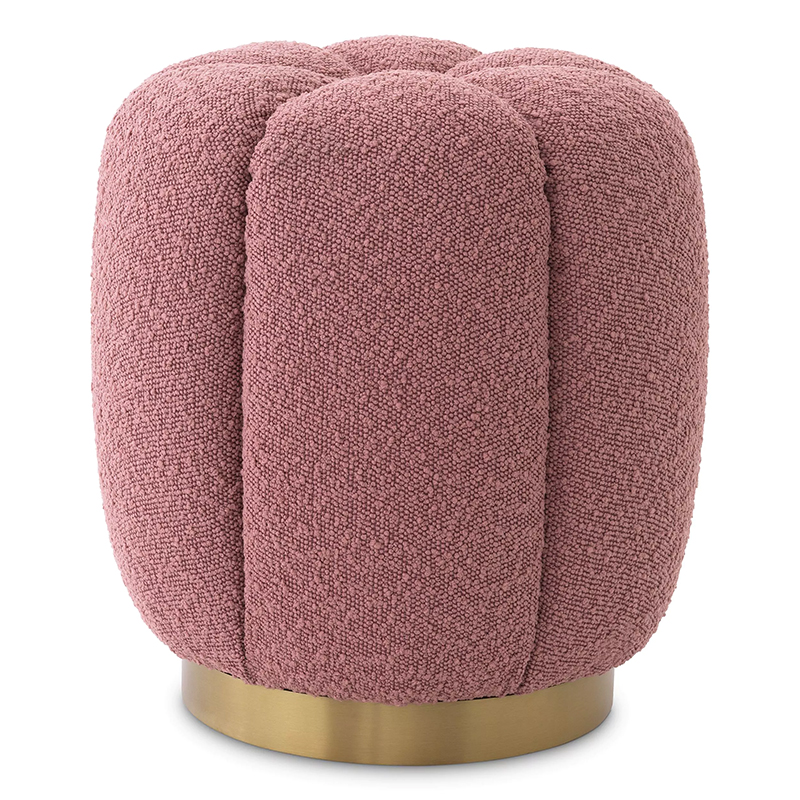 Пуф Eichholtz Stool Orchanic Boucle Rose Дымчатая Роза Латунь в Казани | Loft Concept 