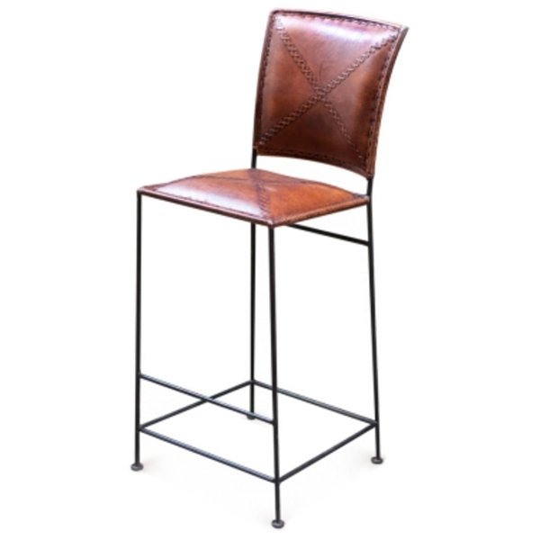 Барный стул Loft Bar stool leather brown Коричневый винтаж Черный в Казани | Loft Concept 