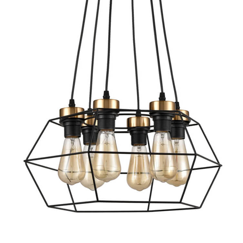 Люстра Loft Wire Cage Black lamp 6 Черный в Казани | Loft Concept 