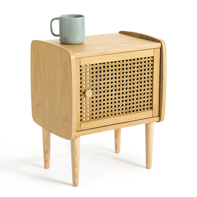 Тумба с дверцой из плетеного ротанга Aelius Rattan Wicker Curbstone Светлый дуб Тумба с дверцой из плетеного ротанга Aelius Rattan Wicker Curbstone Светлый дуб в Казани | Loft Concept