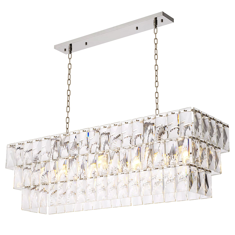 Люстра Eichholtz Chandelier Amazone Rectangular Silver Серебряный Прозрачное Стекло в Казани | Loft Concept 