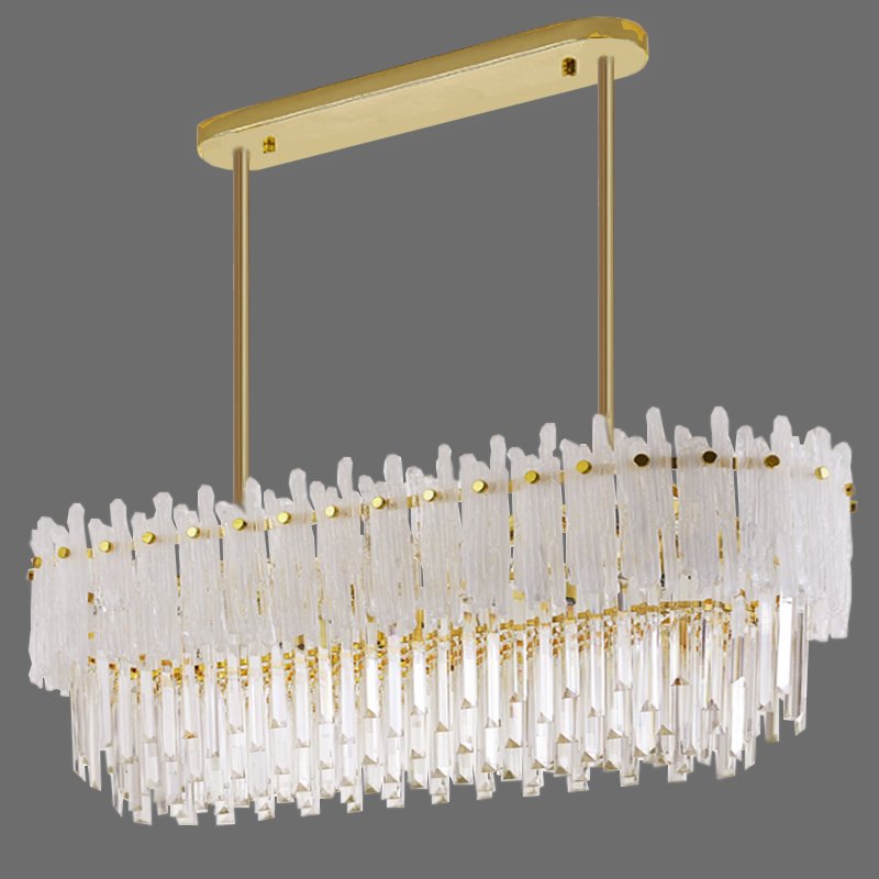 Люстра Murano Glass ICE Chandelier Rectangle Золотой Белый Прозрачное Стекло в Казани | Loft Concept 