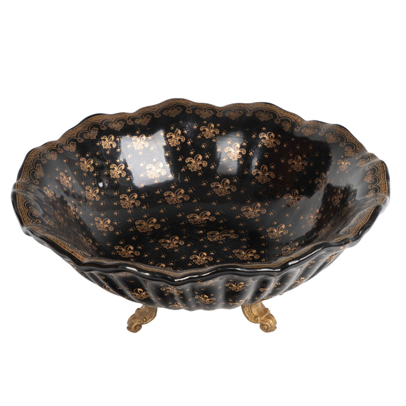 Блюдо черного цвета из фрафора на бронзовых ножках Eden Garden porcelain and bronze Черный Бронза Блюдо черного цвета из фрафора на бронзовых ножках Eden Garden porcelain and bronze Черный Бронза в Казани | Loft Concept