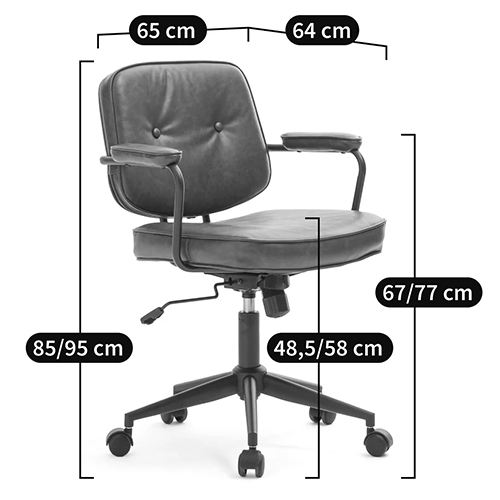 Офисное кресло в винтажном стиле на колёсах Glenn Dark Grey Chair в Казани