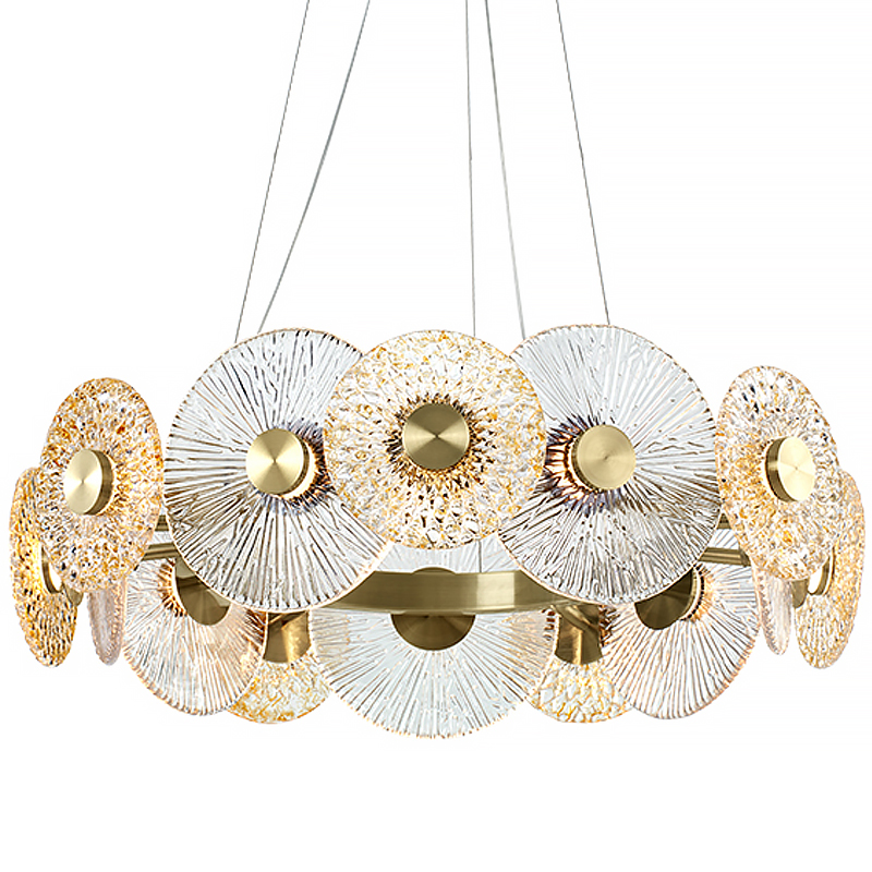 Люстра Clear and Amber Discs Chandelier Латунь Прозрачный Янтарь (Amber) в Казани | Loft Concept 