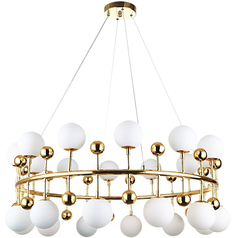 Люстра Milk Bubble Ring Chandelier Глянцевое золото Белый в Казани | Loft Concept 